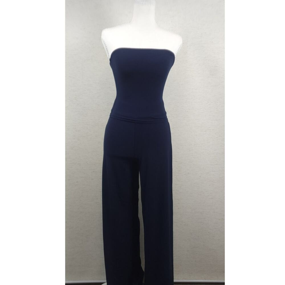 2-Piece Lounge Set – Strapless Tube Top & Wide Leg Pants